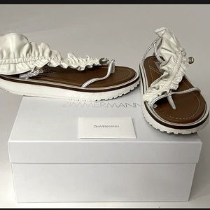 ZIMMERMAN SKINNY STRAP RUFFLE SANDLE OFF WHITE 41EU/11US